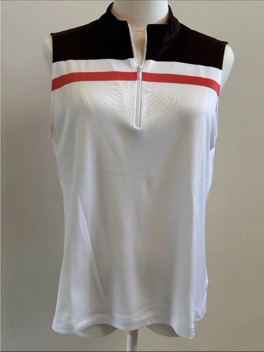 FootJoy Golf Polo Women’s L White Sleeveless Quarter Zip Performance Top